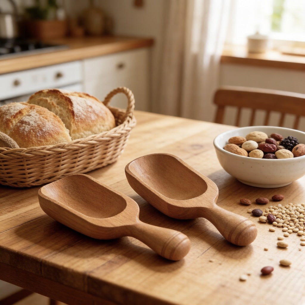 Small Wooden Scoop with Short Handle for Tea, Coffee and Dry Goods