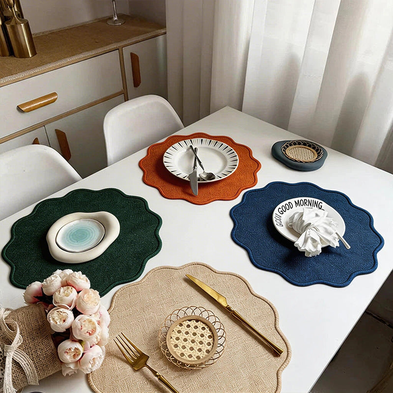 Scalloped Round Placemat – Woven Table Mat  for Dining Tables, Plates & Home Table Settings