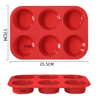 6 Cavity Round Silicone Baking Mold for Muffins Cupcakes and Mini Cakes