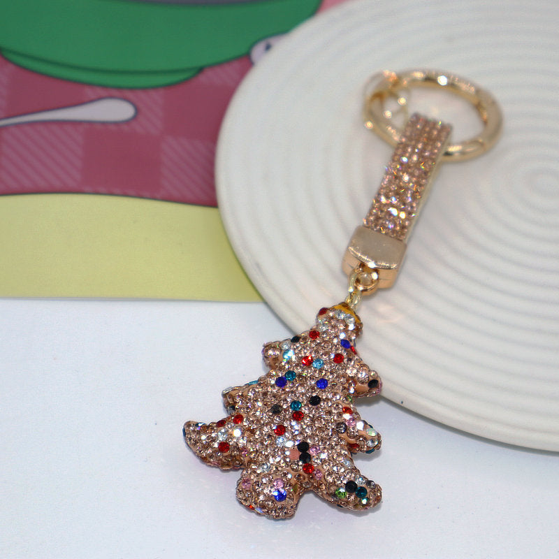 Christmas Tree Rhinestone Keychain Festive Bag Charm Accessory