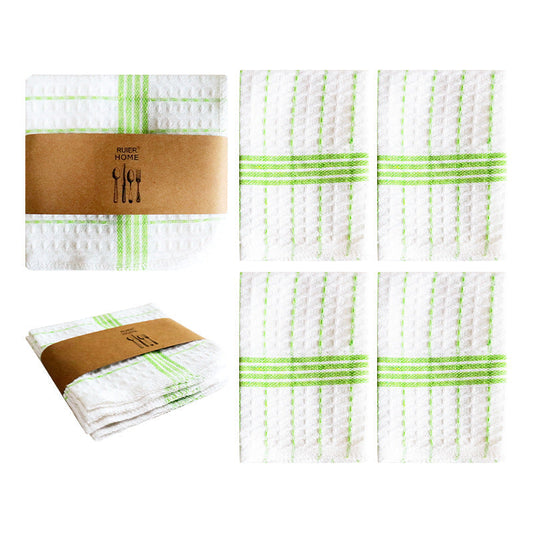 Cotton Waffle Dish Cloths, 4-Pack Kitchen Cleaning Towel Set
