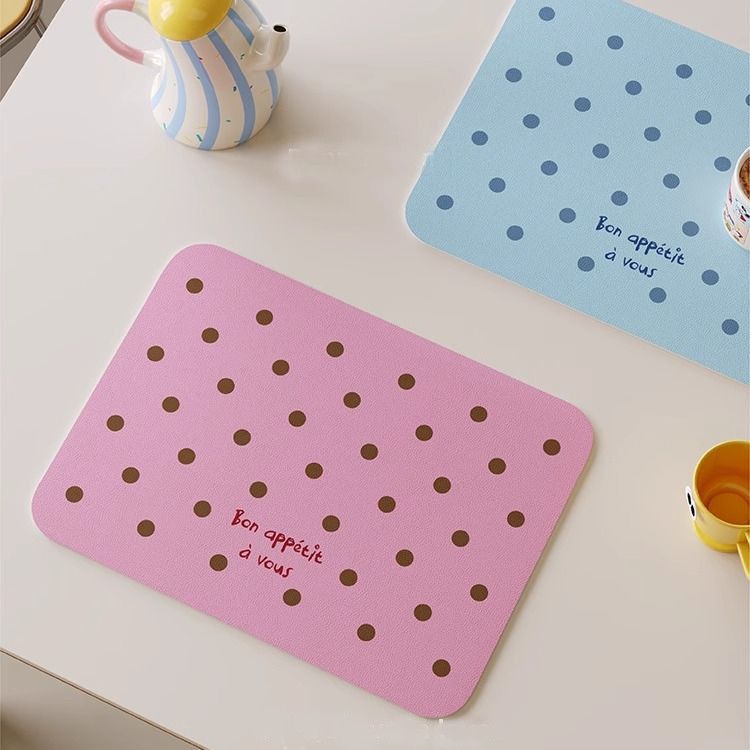 Polka Dot Leather Placemat – Rectangular Table Mat for Dining, Kitchen, Coffee Tables & Home Decor