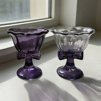 Vintage Bow Dessert Cup, 220ml Purple Glass Pedestal Bowl
