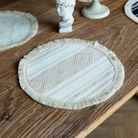 Boho Woven Round Placemat, Farmhouse Heat Resistant Table Mat