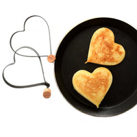 Non Stick Egg Ring Mold with Wooden Handle, Heart and  Round Shapes