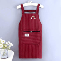 Waterproof Striped Kitchen Apron with Pockets