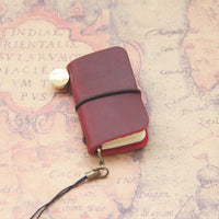 Mini Traveler Notebook Keychain, Vintage Journal Bag Charm