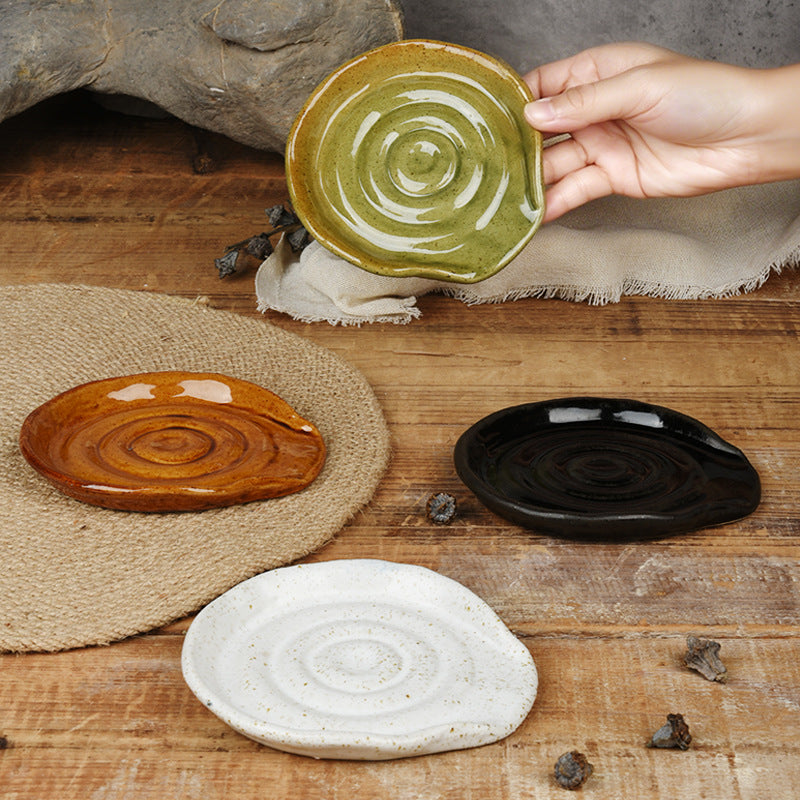 Stoneware Spoon Rest – Reactive Glaze Ceramic Spoon Holder for Kitchen Countertop