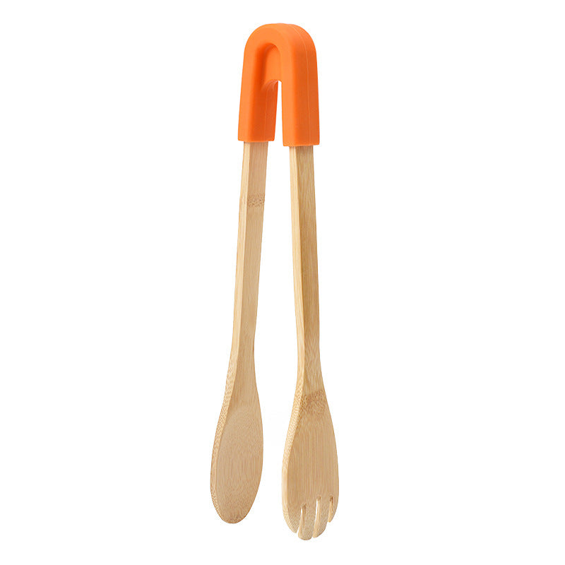 30cm Bamboo Food Tongs with Silicone Tips for Kitchen Serving