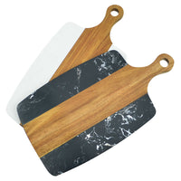 Marble & Wood Serving Board – Charcuterie, Cheese & Pizza Board