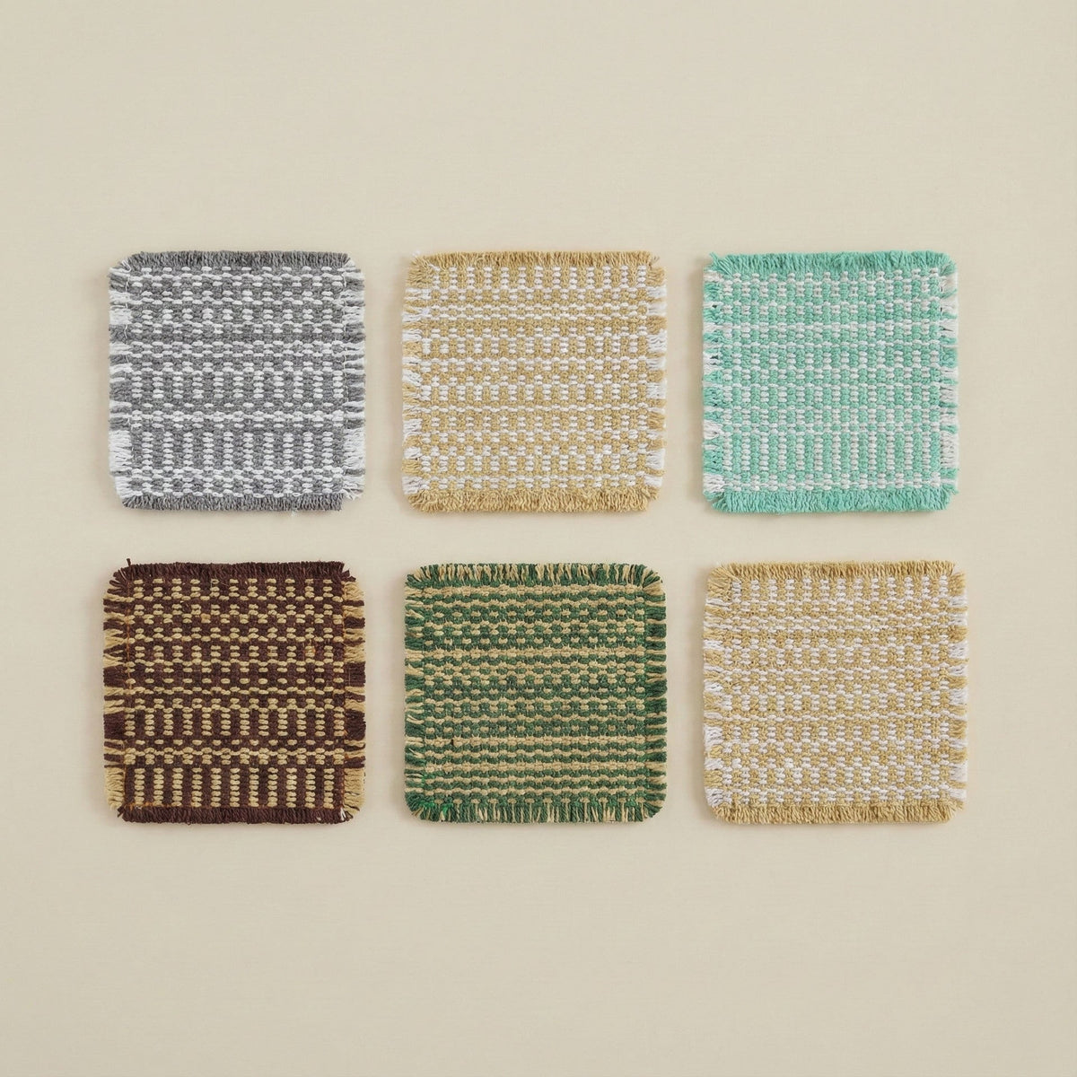 10 × 10 cm Multicolor Woven Cotton Coaster – Square Rustic Drink Mat