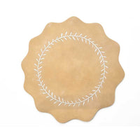 Scalloped Wreath Faux Leather Placemat, Round Wavy Edge Table Mat for Dining Table Decor
