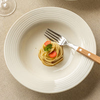 White Ceramic Pasta Bowl, 8.7 Inch Wide Rim Soup Plate