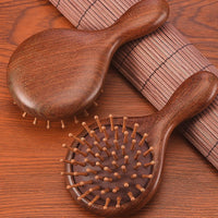 Round Wooden Pin Hairbrush with Complimentary Drawstring Pouch