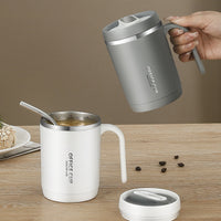 500ml Double-Wall Anti-Scald Office Mug with Lid & Handle – 304 Stainless Steel Insulated Coffee Tea Cup for Home, School & Office