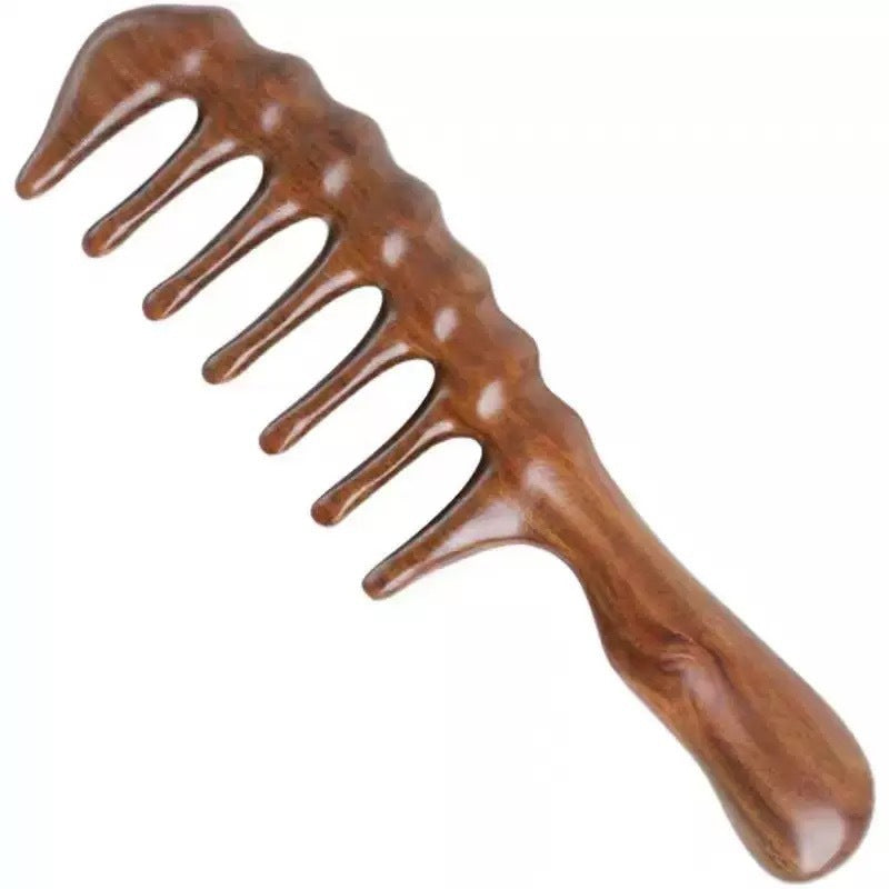 Natural Sandalwood Wide Tooth Comb Wooden Scalp Massage Hair Comb