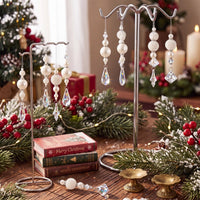 Pearl Look Beaded Christmas Ornaments with Clear Drops