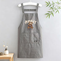 Cute Bear Print Kitchen Apron – Women’s Bib Apron with Pocket, Casual Cooking Baking Apron for Kitchen, Cleaning & Home Use