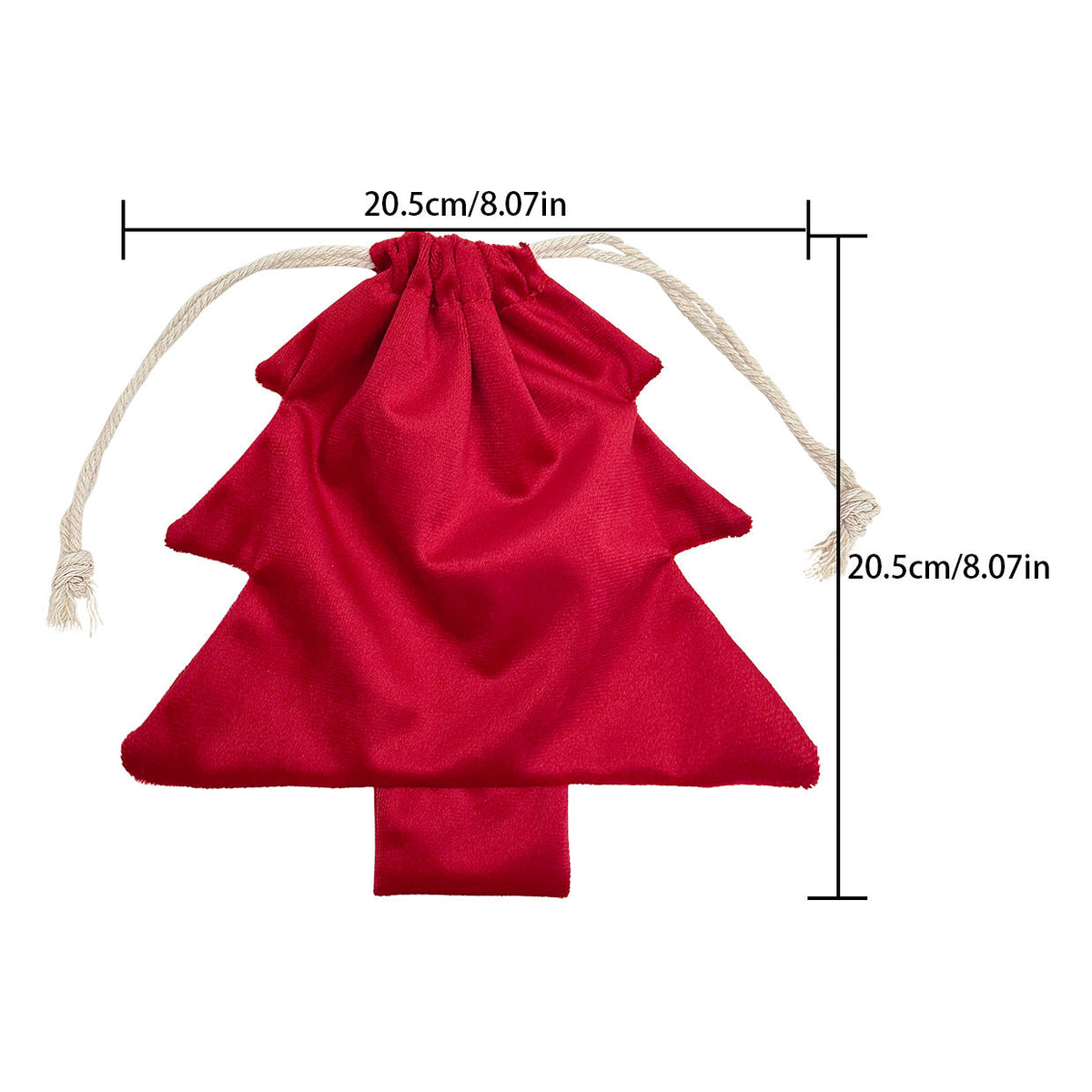 Christmas Tree Shape Drawstring Gift Bag Fabric Holiday Candy Storage Pouch