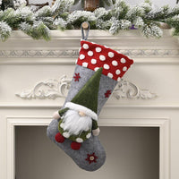 Christmas Gnome Stocking Plush Scandinavian Holiday Fireplace Hanging Decoration