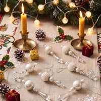 Pearl Look Beaded Christmas Ornaments with Clear Drops