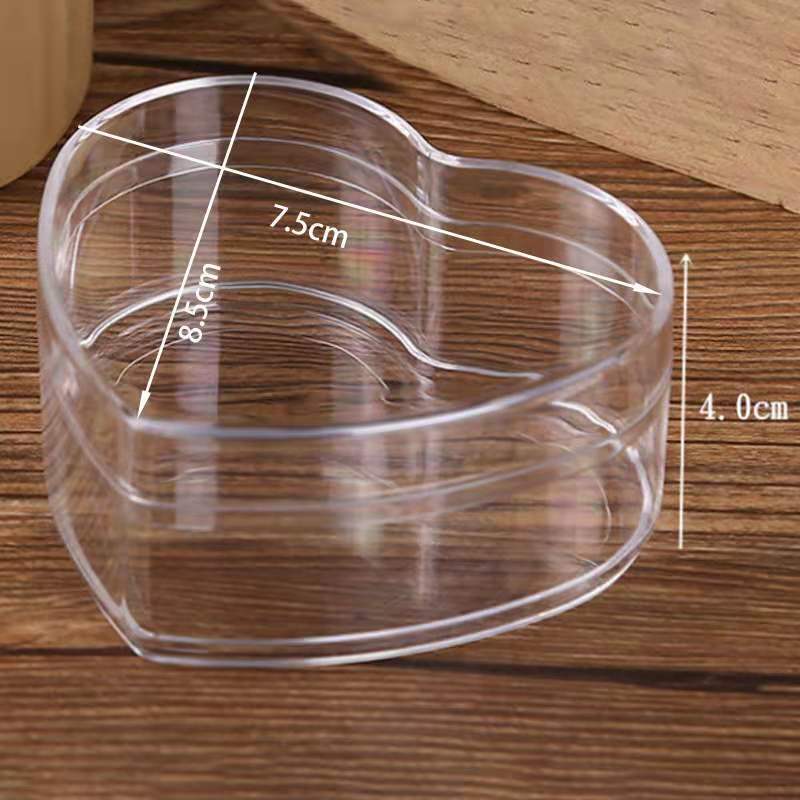Clear Acrylic Heart-Shaped Storage Box with Lid, Small Plastic Container