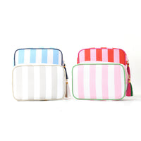 Striped Tassel Cosmetic Bag – Waterproof Travel Toiletry Organizer