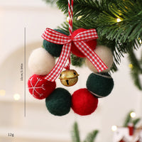 Christmas Wool Felt Pom Pom Wreath Ornament with Bells