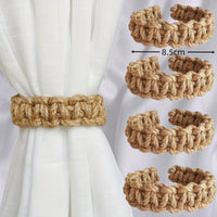 Hand‑Woven Jute Curtain Tie Back – Rustic Braided Jute Curtain Holdback for Window Decor