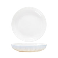 7 Inch Ceramic Dinner Plates Set of 4 – White Porcelain Dessert Plates with Elegant Ripple Edge Design for Kitchen, Dining & Home Decor