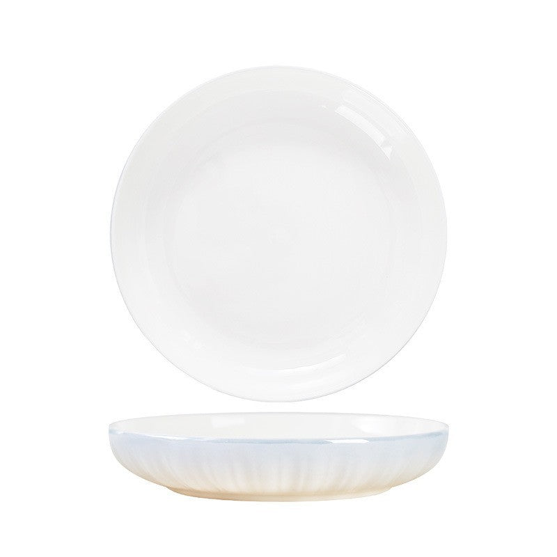 7 Inch Ceramic Dinner Plates Set of 4 – White Porcelain Dessert Plates with Elegant Ripple Edge Design for Kitchen, Dining & Home Decor