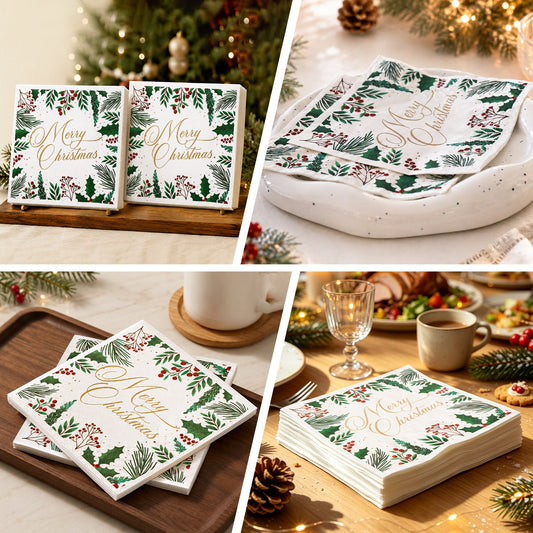 Christmas Botanical Paper Napkins