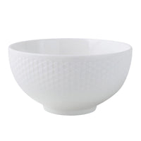 White Ceramic Bowl – Grid Pattern Rice, Soup & Salad Bowl for Home & Hospitality