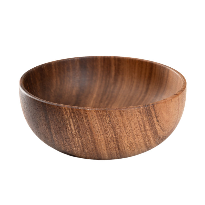 Natural Walnut Round Serving Bowl for Salads and Fruit 20 cm