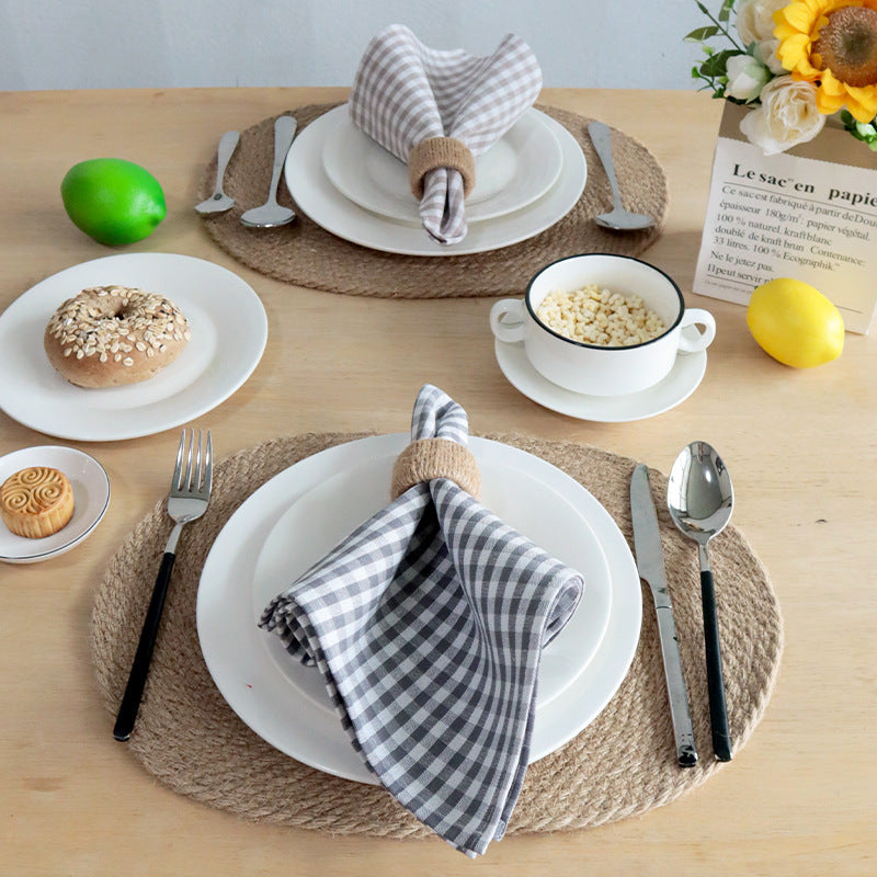 Check Cotton Napkin, Square Table Linen Placemat & Dinner Napkin