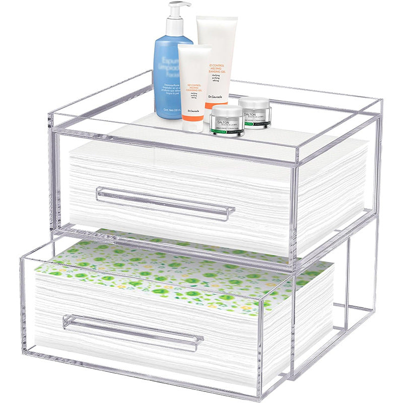 Acrylic Tissue Box Cover & Towel Holder, Clear Minimalist Rectangular Storage