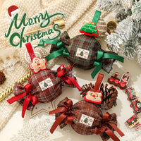 Christmas Eve Apple Gift Bag Mini Holiday Candy Pouch with Santa Hat Design