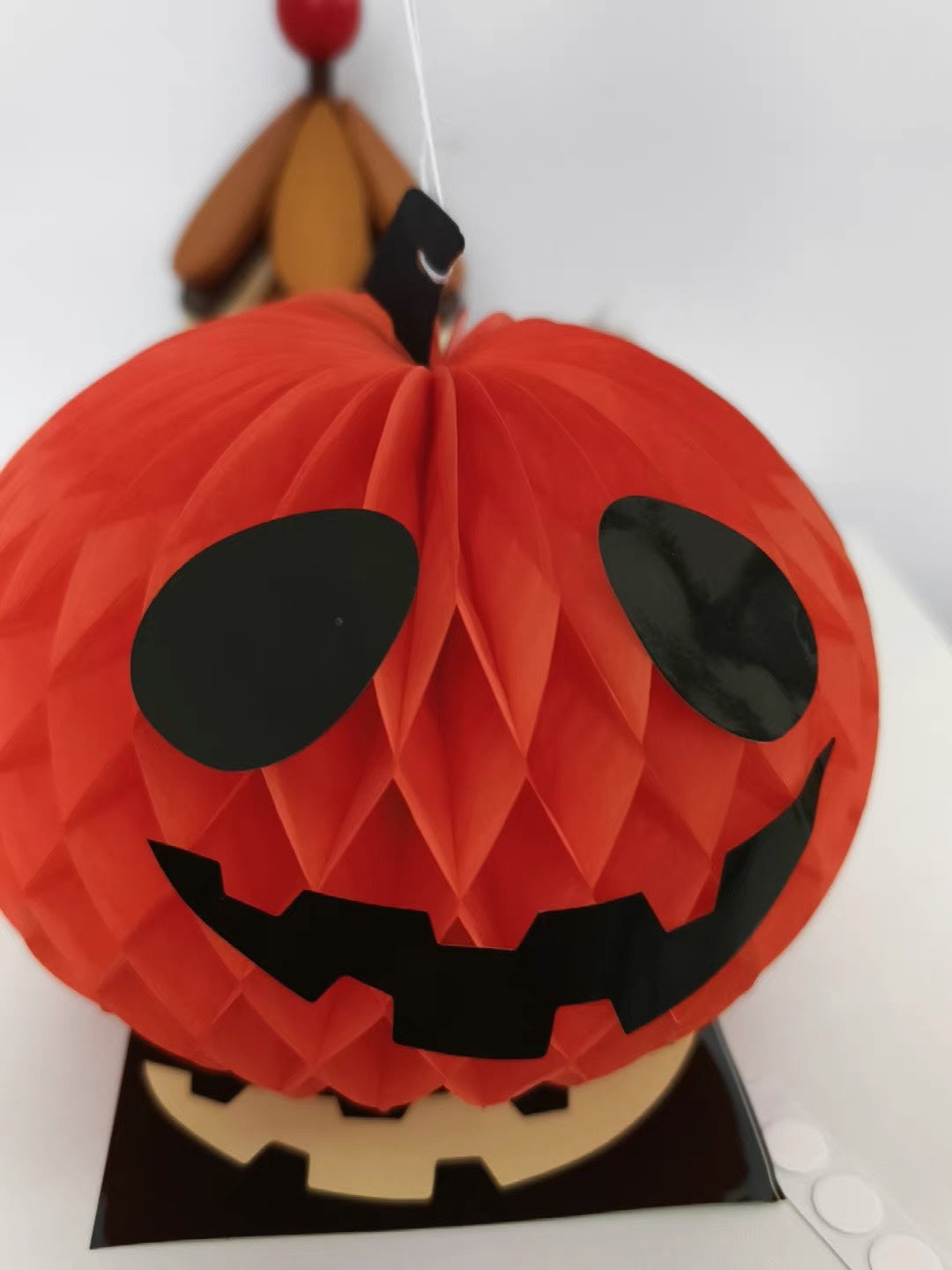 Halloween Honeycomb Paper Pumpkin Decoration, Orange Jack-O-Lantern Tabletop Decor, With or Without Witch Hat