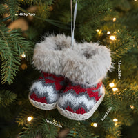 Mini Knitted Christmas Boot Ornament Cozy Plush Holiday Stocking Hanging Decoration