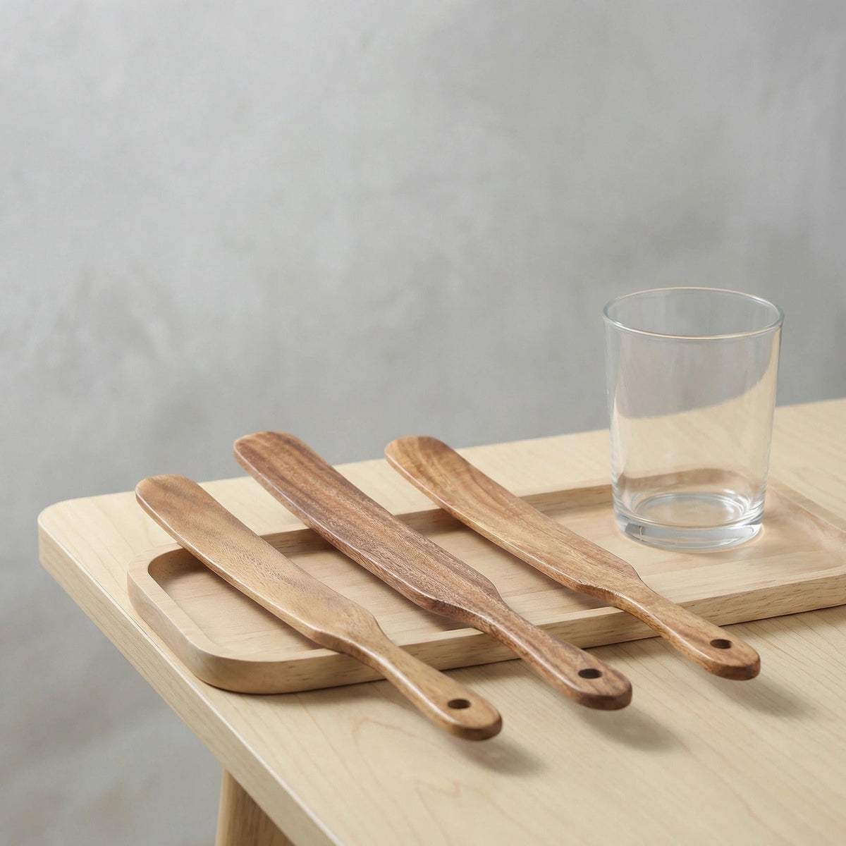 Acacia Wood Long Handle Cooking Spatula Natural Wooden Stirring Paddle