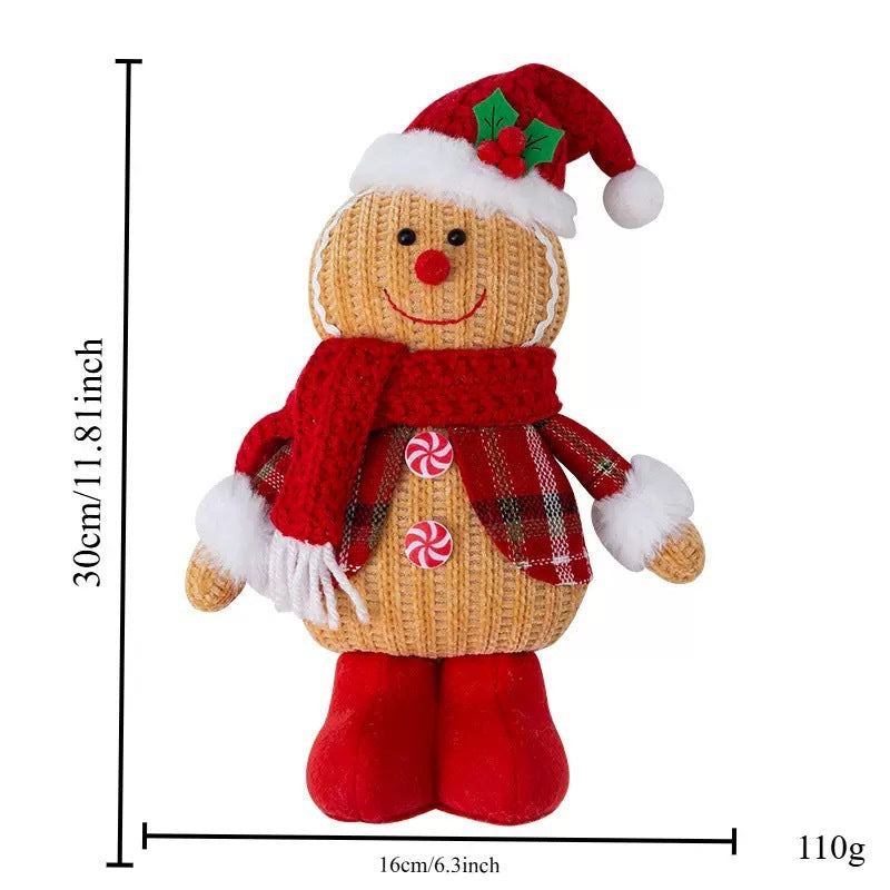 Christmas Gingerbread Chef Doll Plush Holiday Figurine Cute Tabletop Decoration