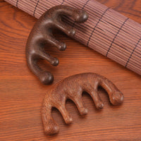 Natural Sandalwood Five Tooth Massage Comb Wooden Head