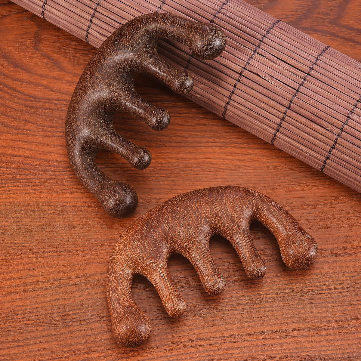 Natural Sandalwood Five Tooth Massage Comb Wooden Head