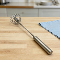 Stainless Steel Semi Automatic Push Whisk Handheld Rotary Egg Beater Kitchen Mixing Tool