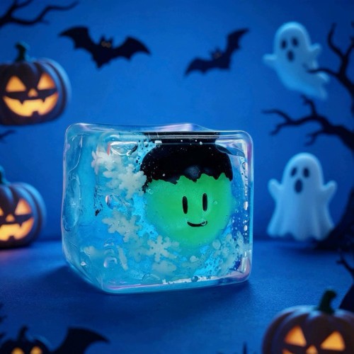 Halloween Square Squishy Toy, 5.5 cm TPR Stress Relief Cube, Boxed Sensory Fidget Toy