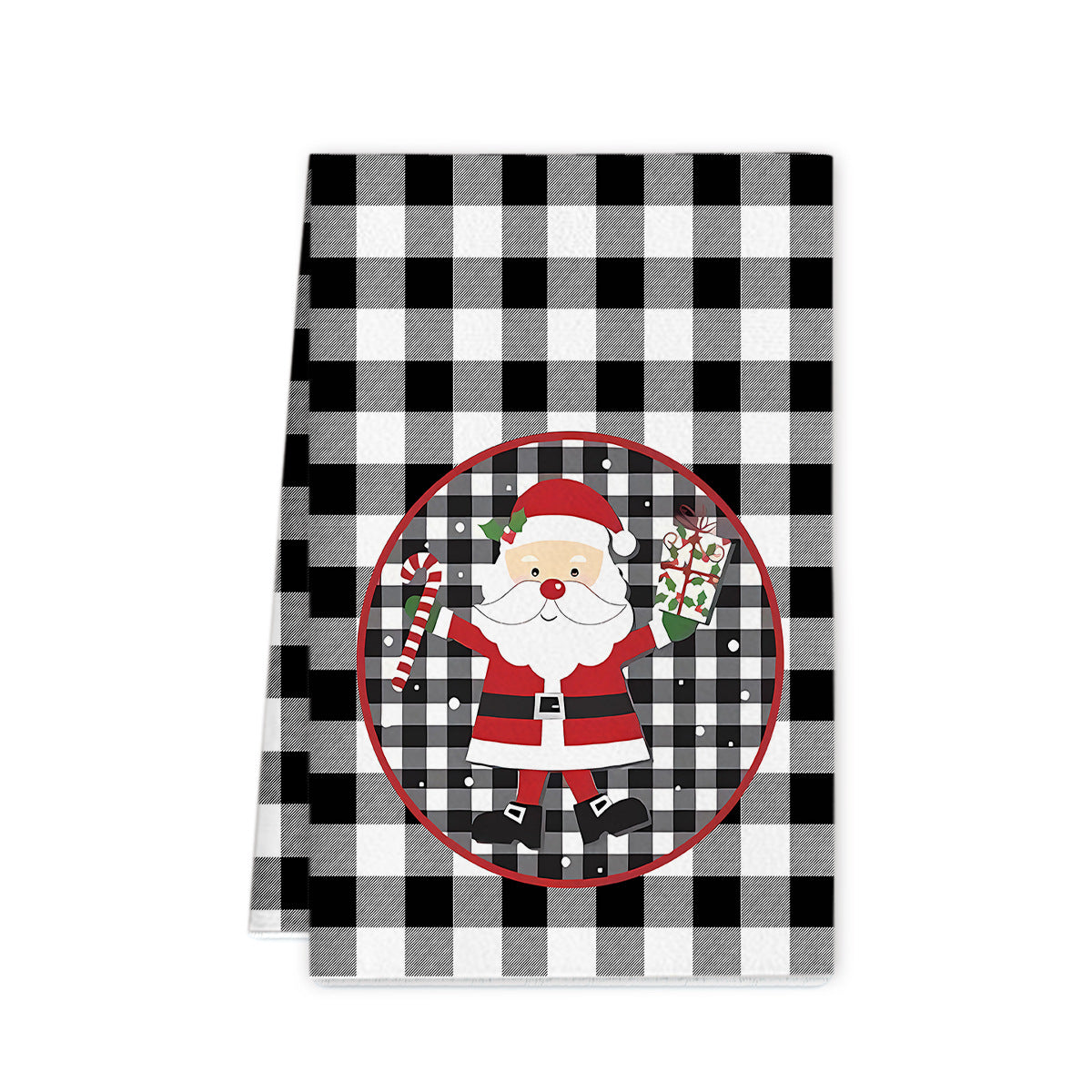 Christmas Kitchen Towel Santa Claus Christmas Tree Print Microfiber Dish Towel