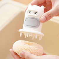 Cute Cartoon Soap Dispensing Dish Brush Press Type Kitchen Cleaning Scrubber