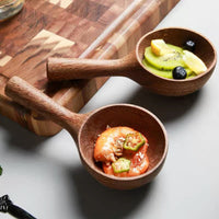 Korean Mukbang Style Large Wooden Soup Spoon with Deep Round Bowl