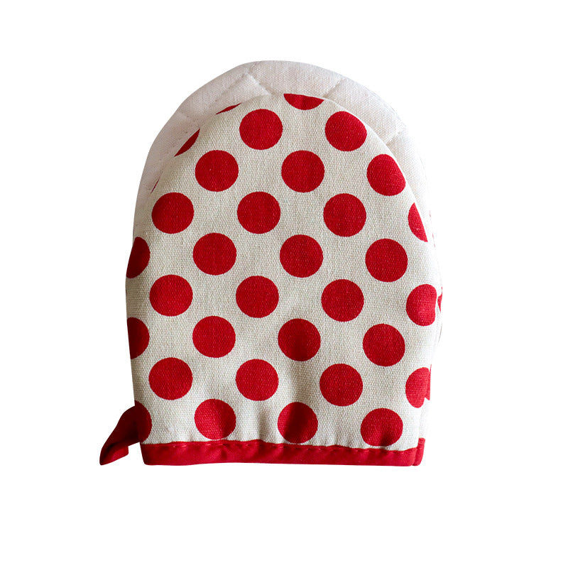 Cotton Mini Oven Mitt – 18 × 14 cm Striped and Polka Dot Heat-Resistant Pot Holder with Hanging Loop