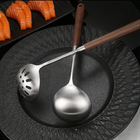 Walnut Handle Ladle and Slotted Spoon Kitchen Utensils